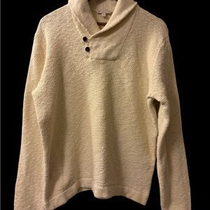 GAP Men's Cream Shawl Collar Sweater with Button Detail